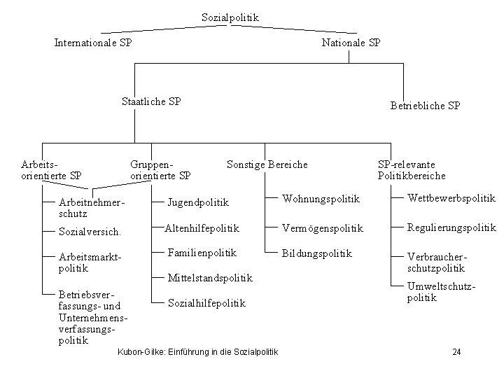 Sozialpolitik Internationale SP Nationale SP Staatliche SP Arbeitsorientierte SP Gruppenorientierte SP Betriebliche SP Sonstige