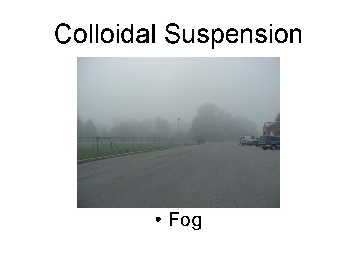 Colloidal Suspension • Fog Colloidal Suspension • Fog