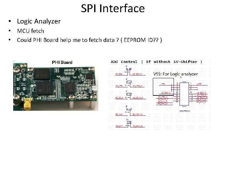 SPI Interface • Logic Analyzer • MCU fetch • Could PHI Board help me
