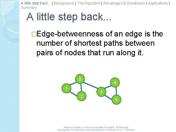 A little step back. . | Background | The Algorithm | Advantages & Drawbacks