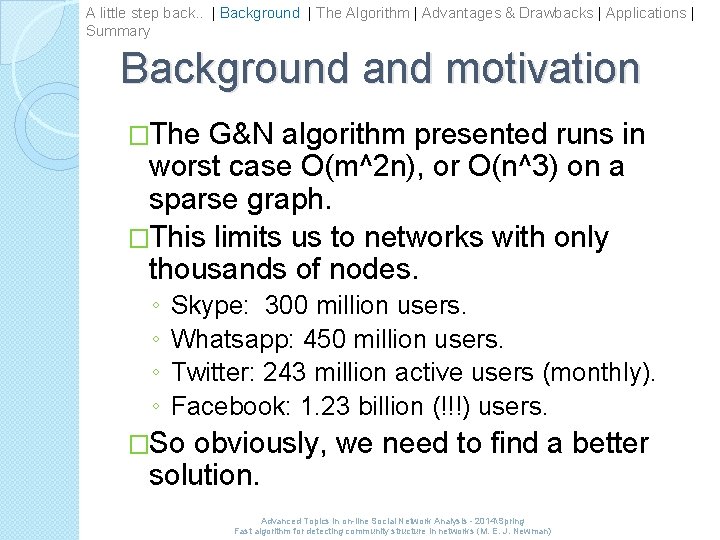 A little step back. . | Background | The Algorithm | Advantages & Drawbacks