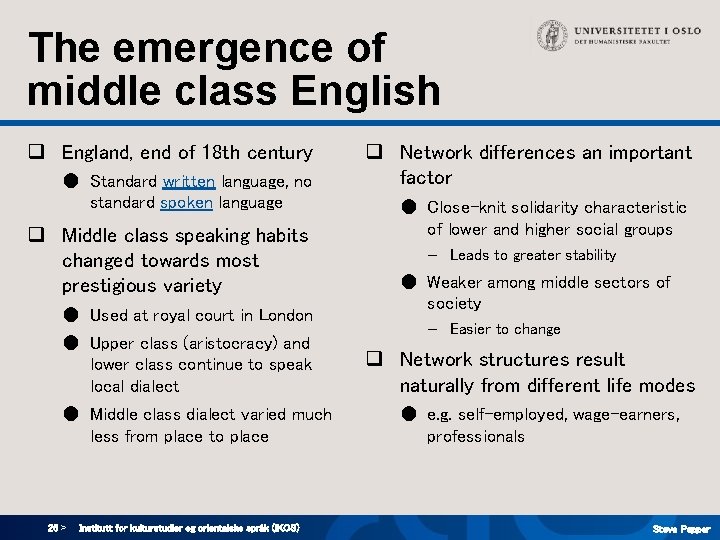 The emergence of middle class English q England, end of 18 th century ● The emergence of middle class English q England, end of 18 th century ●