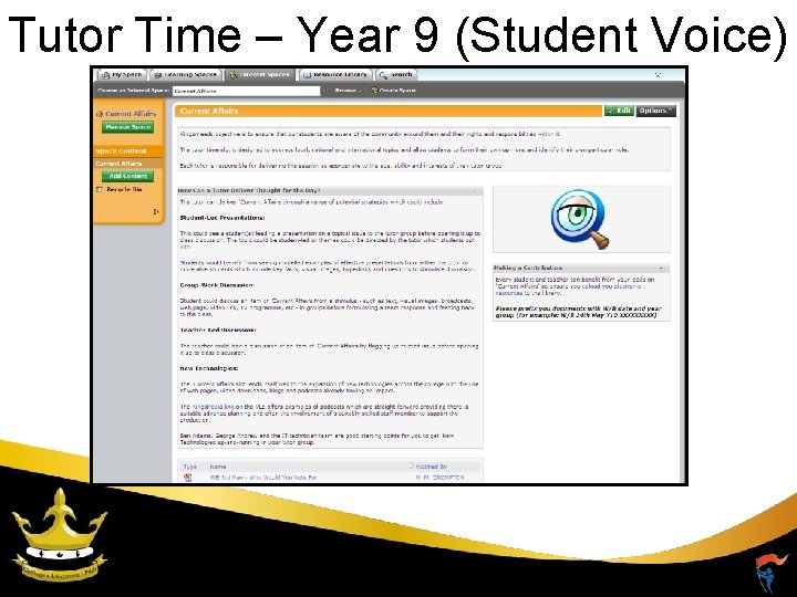 Tutor Time – Year 9 (Student Voice) 
