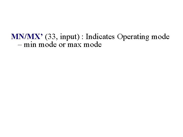 MN/MX’ (33, input) : Indicates Operating mode – min mode or max mode 