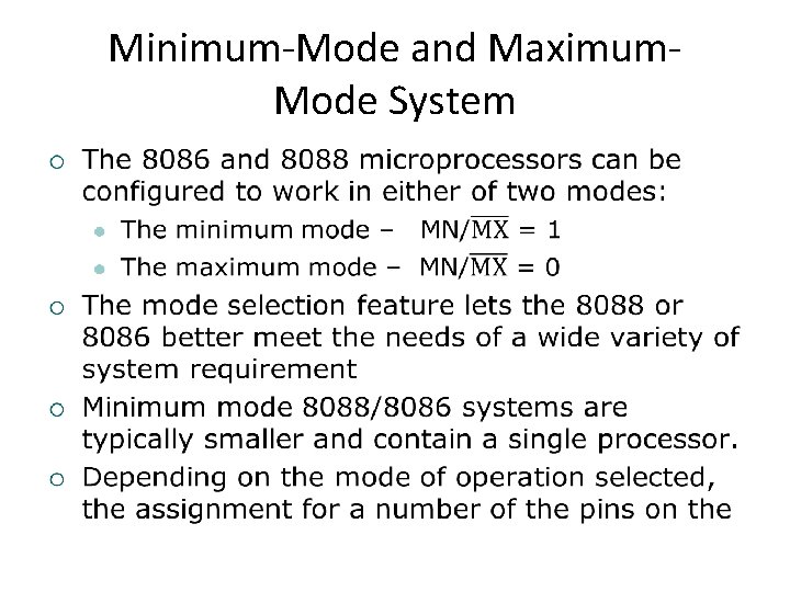 Minimum-Mode and Maximum. Mode System • 