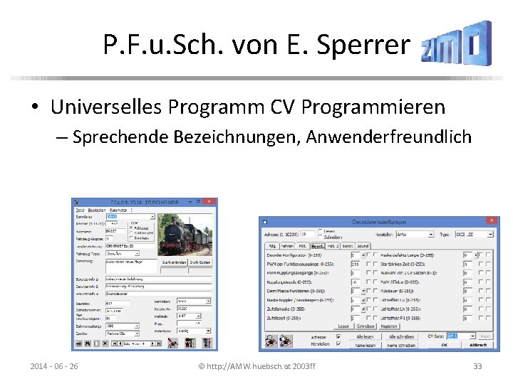 P. F. u. Sch. von E. Sperrer • Universelles Programm CV Programmieren – Sprechende