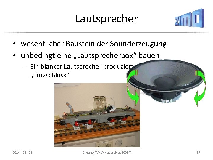 Lautsprecher • wesentlicher Baustein der Sounderzeugung • unbedingt eine „Lautsprecherbox“ bauen – Ein blanker