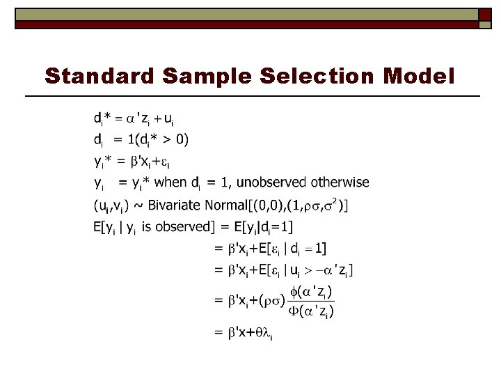 Standard Sample Selection Model 