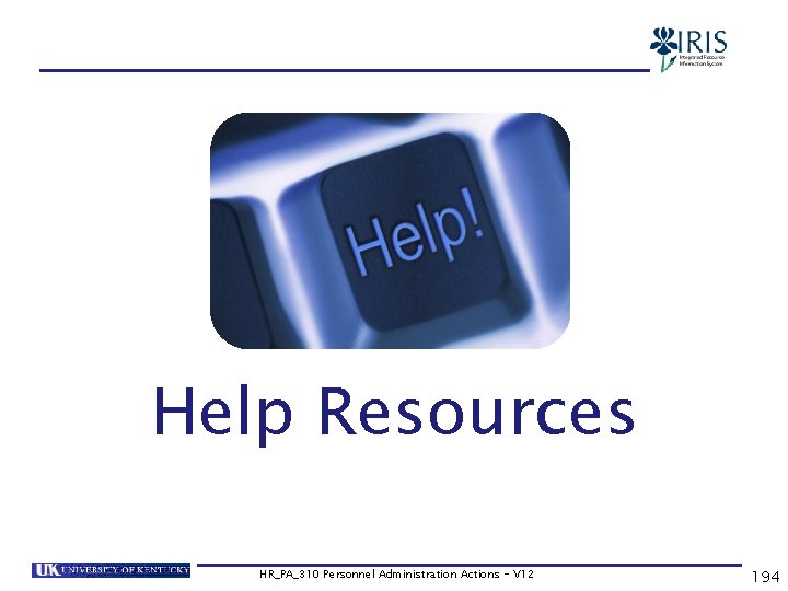 Help Resources HR_PA_310 Personnel Administration Actions - V 12 194 
