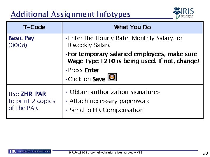 Additional Assignment Infotypes T-Code Basic Pay (0008) What You Do • Enter the Hourly Additional Assignment Infotypes T-Code Basic Pay (0008) What You Do • Enter the Hourly