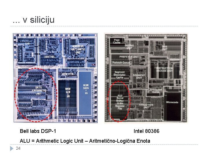 . . . v siliciju Bell labs DSP-1 Intel 80386 ALU = Arithmetic Logic . . . v siliciju Bell labs DSP-1 Intel 80386 ALU = Arithmetic Logic