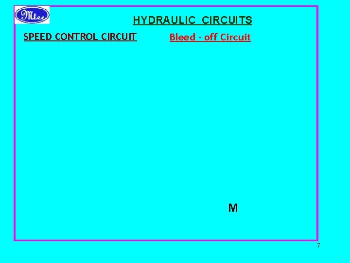 HYDRAULIC CIRCUITS SPEED CONTROL CIRCUIT Bleed – off Circuit M 7 