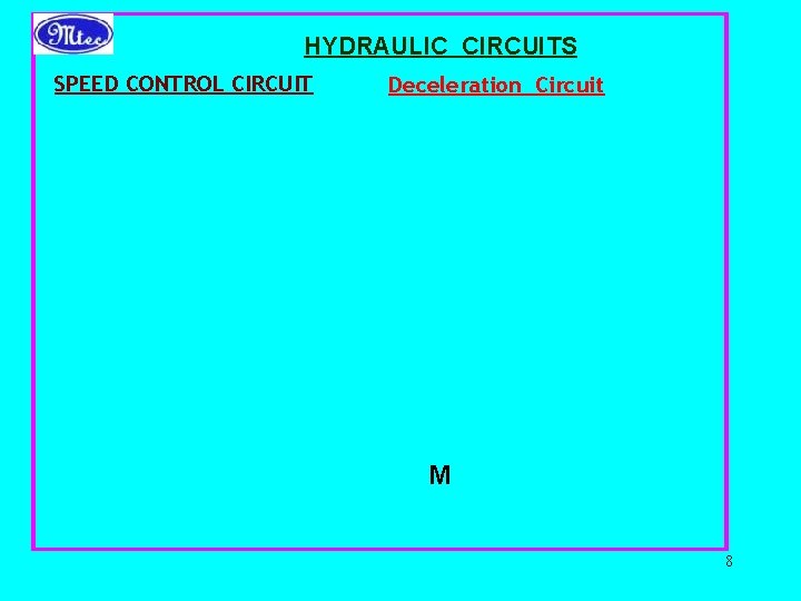 HYDRAULIC CIRCUITS SPEED CONTROL CIRCUIT Deceleration Circuit M 8 