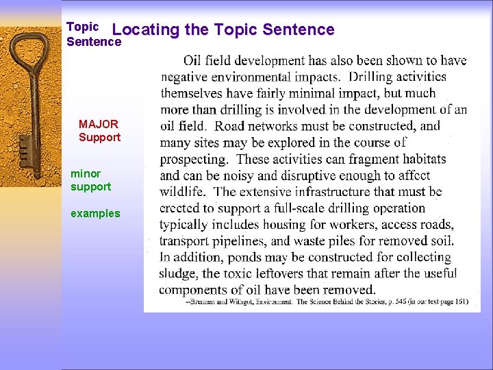 Topic Locating Sentence MAJOR Support minor support examples the Topic Sentence 