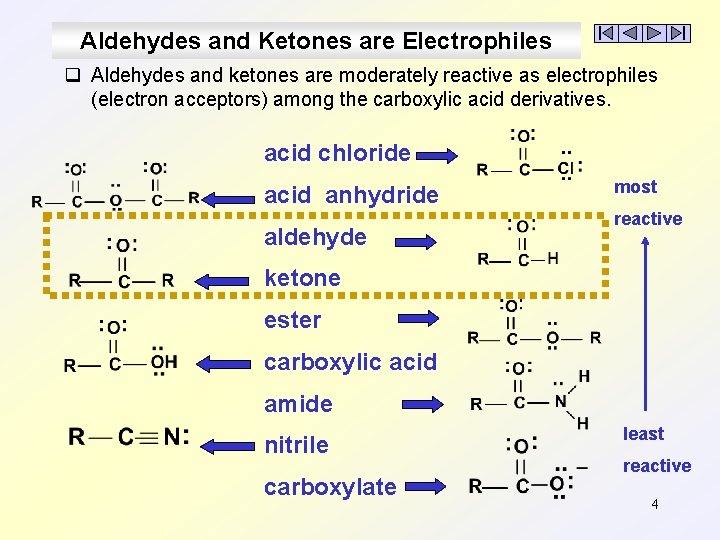 Aldehydes and Ketones are Electrophiles q Aldehydes and ketones are moderately reactive as electrophiles