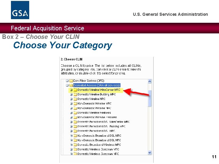 U. S. General Services Administration Federal Acquisition Service Box 2 – Choose Your CLIN