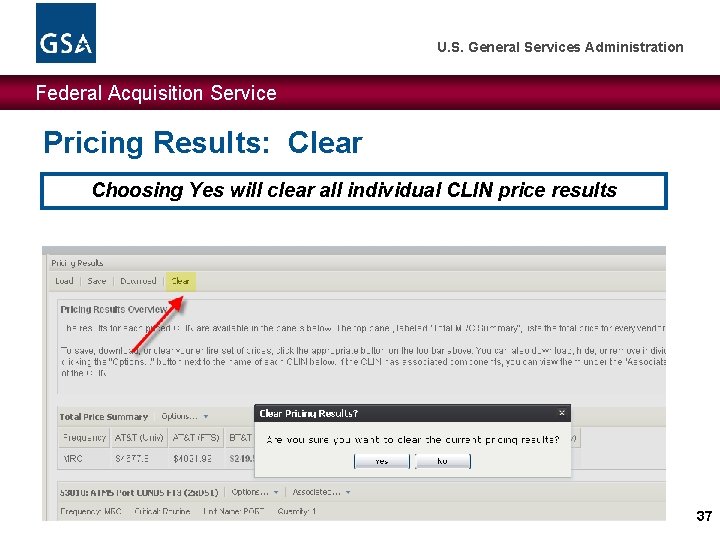 U. S. General Services Administration Federal Acquisition Service Pricing Results: Clear Choosing Yes will