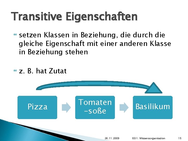 Transitive Eigenschaften setzen Klassen in Beziehung, die durch die gleiche Eigenschaft mit einer anderen