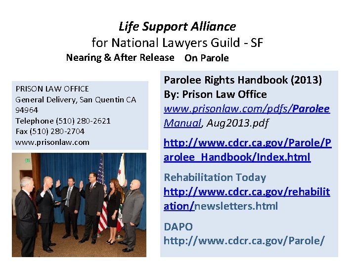 Life Support Alliance for National Lawyers Guild - SF Nearing & After Release On