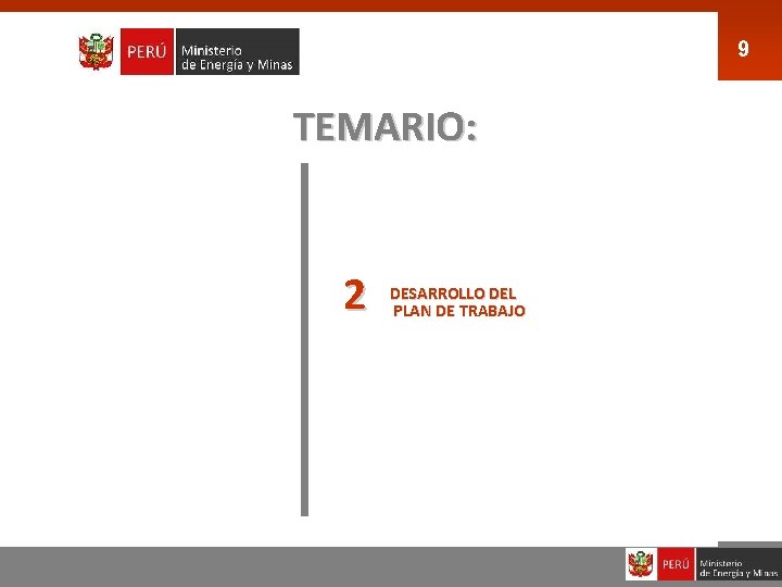 9 TEMARIO: 2 DESARROLLO DEL PLAN DE TRABAJO 