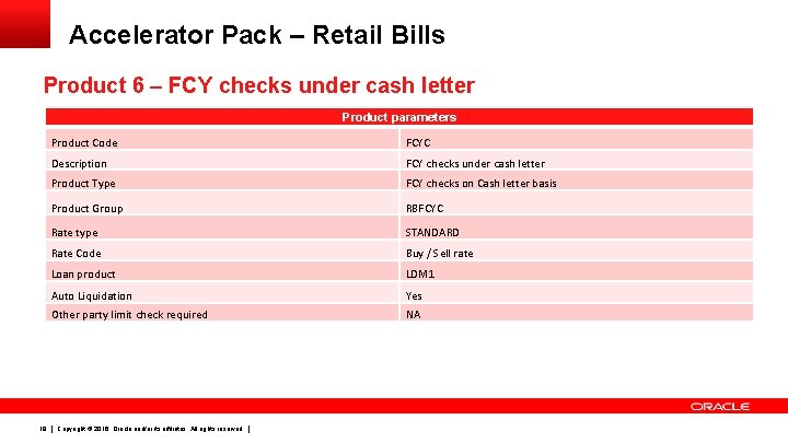 Accelerator Pack – Retail Bills Product 6 – FCY checks under cash letter Product