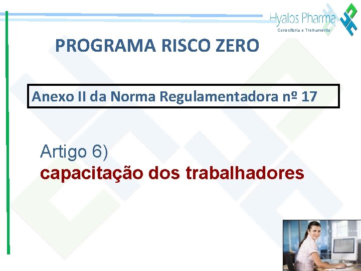 Consultoria e Treinamento PROGRAMA RISCO ZERO Anexo II da Norma Regulamentadora nº 17 Artigo
