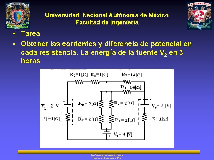 Universidad Nacional Autónoma de México Facultad de Ingeniería • Tarea • Obtener las corrientes