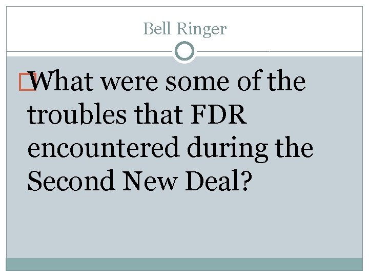 Bell Ringer � What were some of the troubles that FDR encountered during the