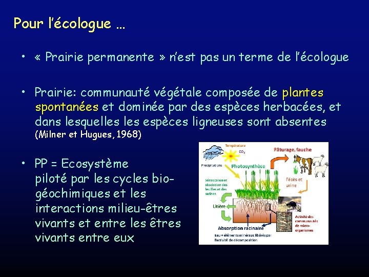 Pour l’écologue … • « Prairie permanente » n’est pas un terme de l’écologue