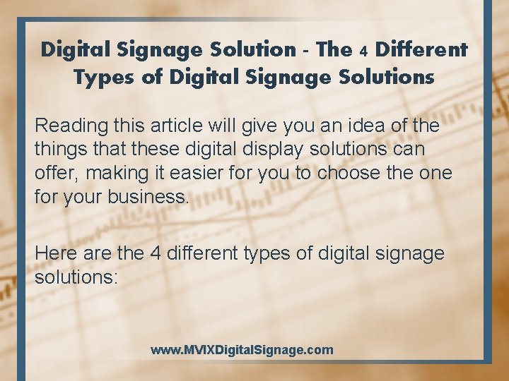 Digital Signage Solution - The 4 Different Types of Digital Signage Solutions Reading this