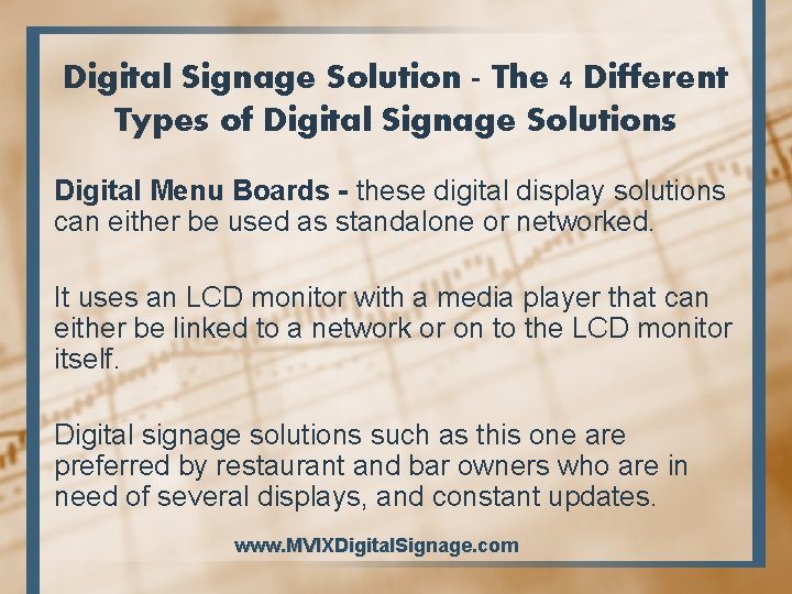 Digital Signage Solution - The 4 Different Types of Digital Signage Solutions Digital Menu