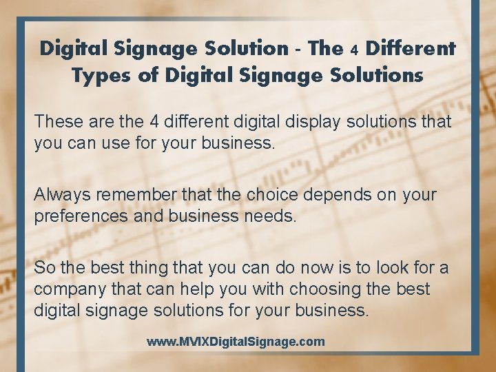 Digital Signage Solution - The 4 Different Types of Digital Signage Solutions These are