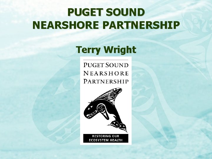 PUGET SOUND NEARSHORE PARTNERSHIP Terry Wright 