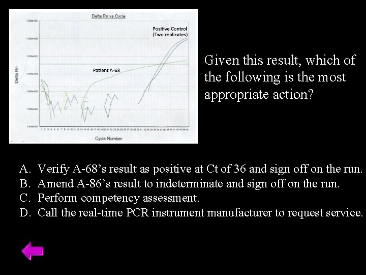 Given this result, which of the following is the most appropriate action? A. B.