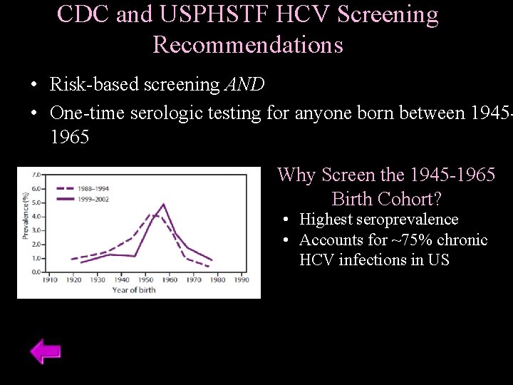 CDC and USPHSTF HCV Screening Recommendations • Risk-based screening AND • One-time serologic testing