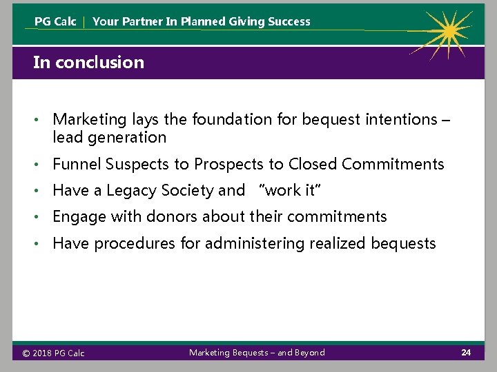 PG Calc | Your Partner In Planned Giving Success In conclusion • Marketing lays PG Calc | Your Partner In Planned Giving Success In conclusion • Marketing lays