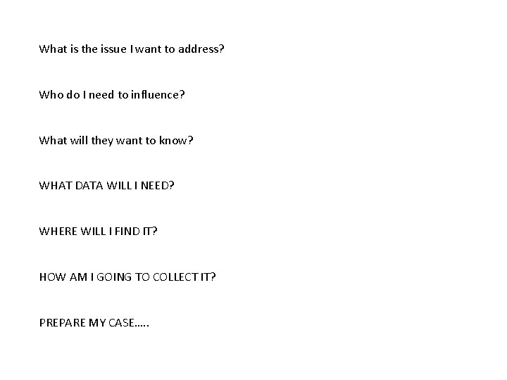 What is the issue I want to address? Who do I need to influence?