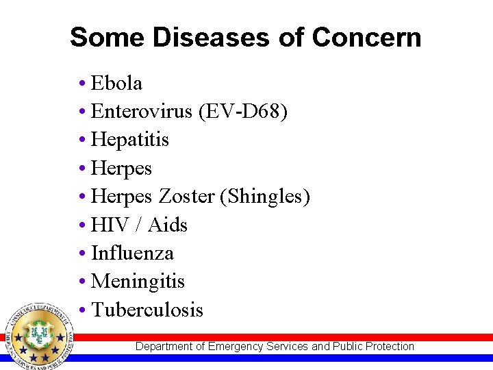 Some Diseases of Concern • Ebola • Enterovirus (EV-D 68) • Hepatitis • Herpes Some Diseases of Concern • Ebola • Enterovirus (EV-D 68) • Hepatitis • Herpes