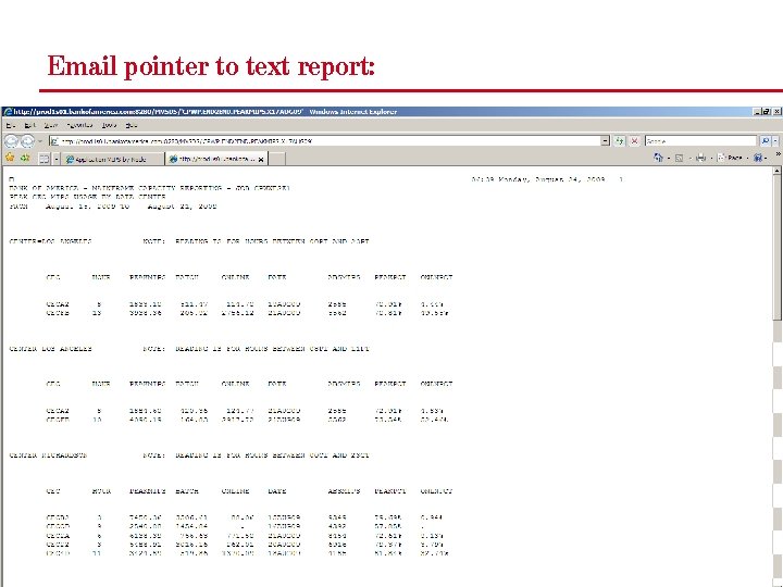 Email pointer to text report: 