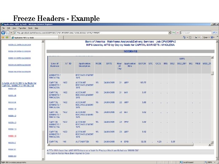 Freeze Headers - Example 