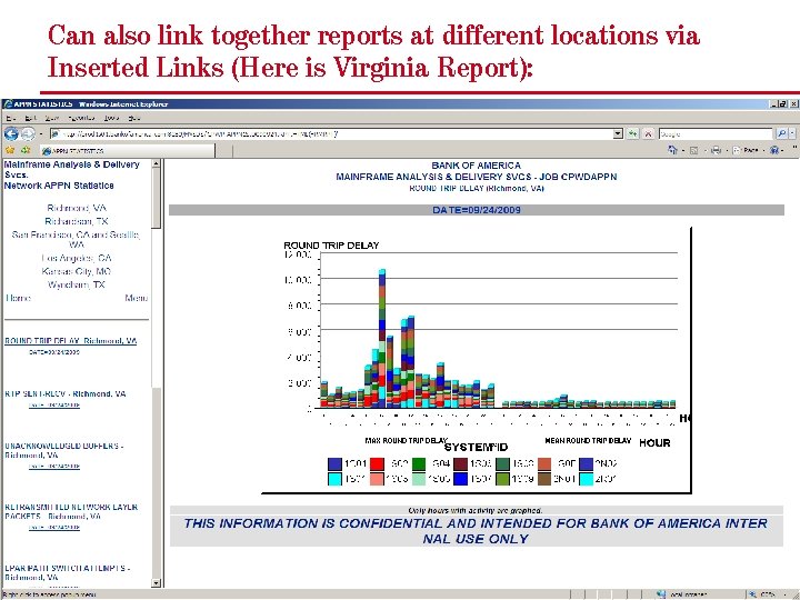 Can also link together reports at different locations via Inserted Links (Here is Virginia