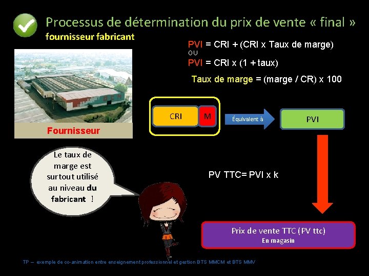 Processus de détermination du prix de vente « final » fournisseur fabricant PVI =