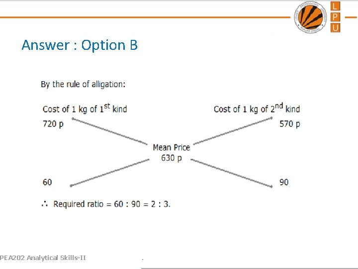 Answer : Option B PEA 202 Analytical Skills-II . 