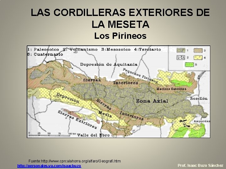 LAS CORDILLERAS EXTERIORES DE LA MESETA Los Pirineos Fuente: http: //www. cprcalahorra. org/alfaro/Geografi. htm LAS CORDILLERAS EXTERIORES DE LA MESETA Los Pirineos Fuente: http: //www. cprcalahorra. org/alfaro/Geografi. htm