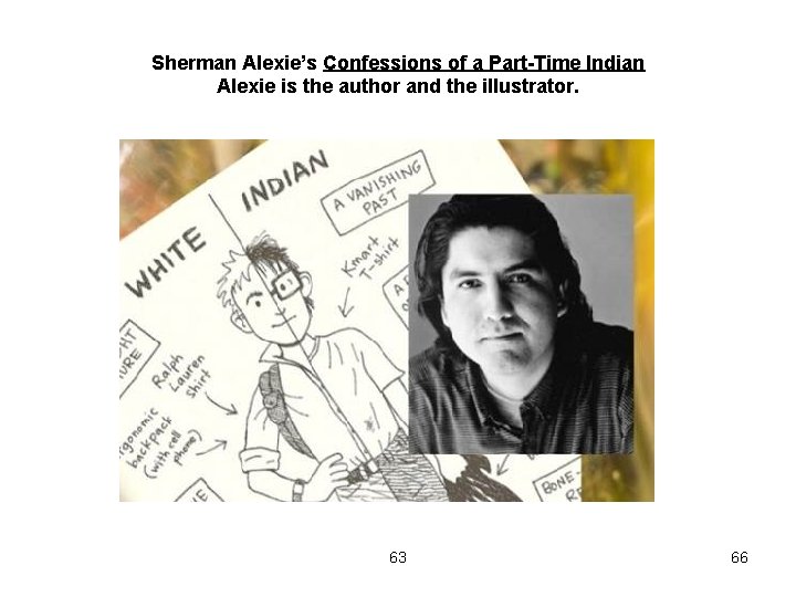 Sherman Alexie’s Confessions of a Part-Time Indian Alexie is the author and the illustrator.