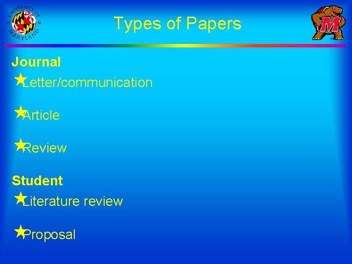 Types of Papers Journal «Letter/communication «Article «Review Student «Literature review «Proposal 