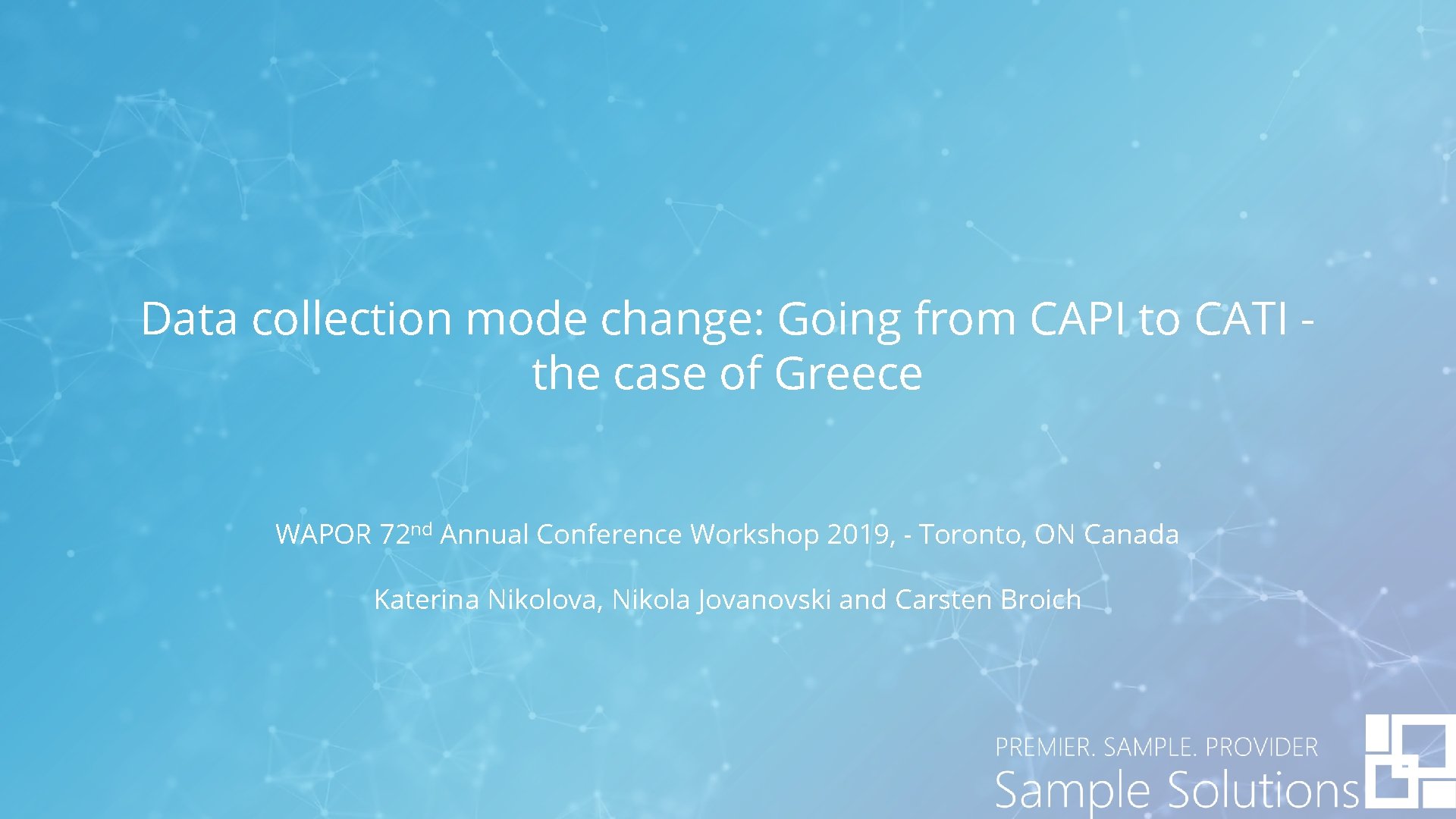 1 Data collection mode change: Going from CAPI to CATI the case of Greece