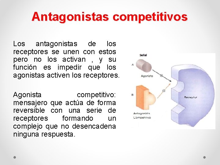 Antagonistas competitivos Los antagonistas de los receptores se unen con estos pero no los