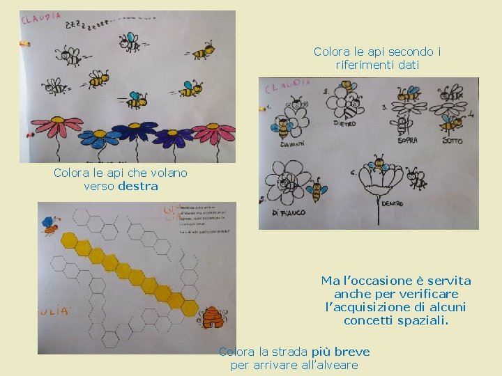 Colora le api secondo i riferimenti dati Colora le api che volano verso destra Colora le api secondo i riferimenti dati Colora le api che volano verso destra