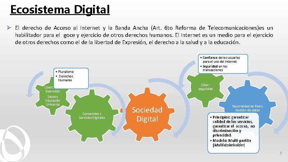 Ecosistema Digital Ø El derecho de Acceso al Internet y la Banda Ancha (Art.